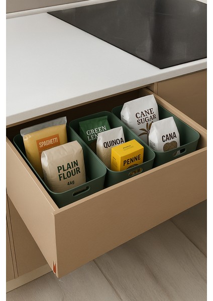 Linea 6 Parça Dolap Içi Mutfak Çocuk Odası Raf Düzenleyici Saklama Kutusu -Yeşil indirimleri