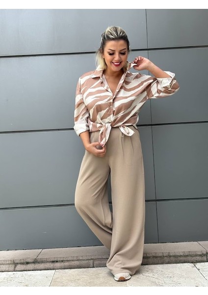 Krep Gabardin Kumaş Palazzo Pantolon