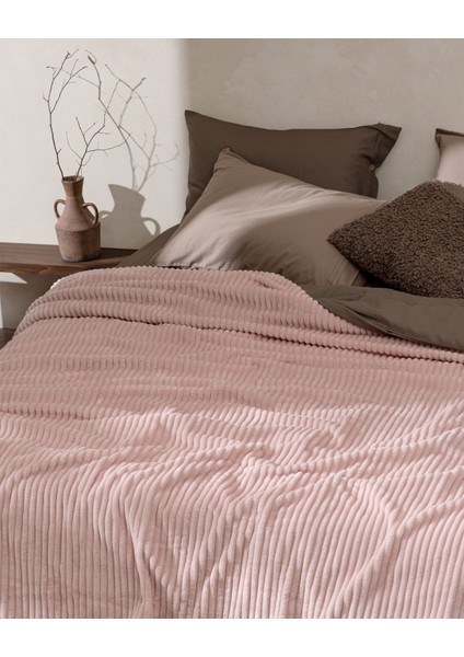 Corbeau Tek Kişilik Welsoft Düz Battaniye - Pudra fiyatları