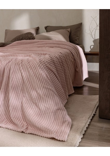Corbeau Tek Kişilik Welsoft Düz Battaniye - Pudra modelleri