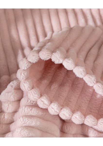 Corbeau Tek Kişilik Welsoft Düz Battaniye - Pudra