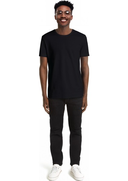 Regular Sıfır Yaka Likralı Kısa Kollu Siyah Tişört indirimleri