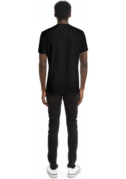 Regular Sıfır Yaka Likralı Kısa Kollu Siyah Tişört