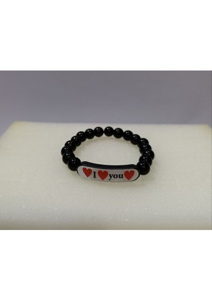 Kadın Siyah Inci I Love You Yazılı Model Bileklik fiyatları