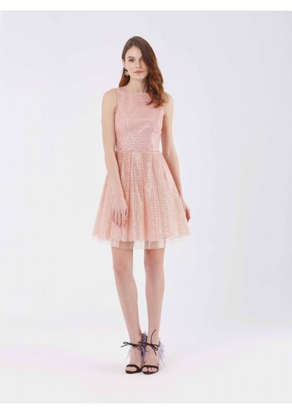 Sırt Detaylı Abiye Elbise Somon Y9911507_020