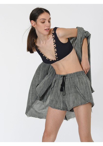 Püskül Detaylı Yanları Detaylı Mini Şort Standart Renk Y1965118_089 fiyatları