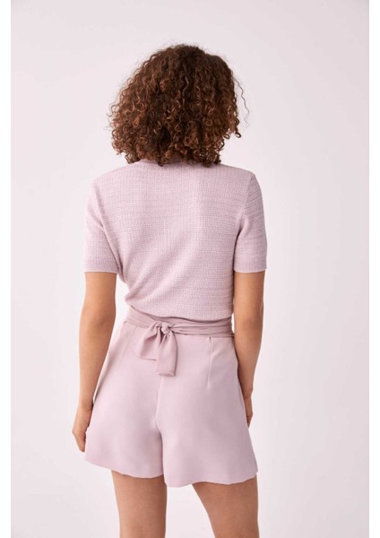 Bel Detaylı Kadın Şort Pudra Y2012604_055 fırsatları