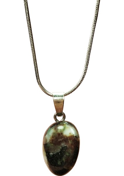 Turmalin Doğal Taşı Zincirli El Yapımı Kolye Uç: 2 cm Zincir: 20 cm Kutulu