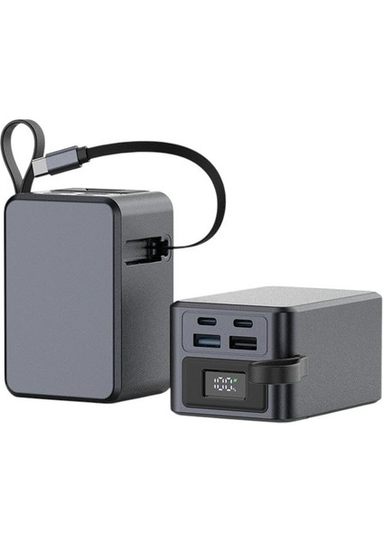 20.000MAH Hızlı Şarj Destekli Fulltech 70W Taşınabilir Dahili Type-C Kablolu Mini Güç Bankası Powerbank