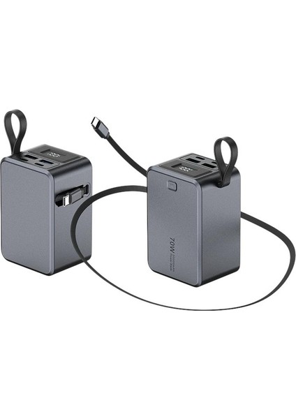 20.000MAH Hızlı Şarj Destekli Fulltech 70W Taşınabilir Dahili Type-C Kablolu Mini Güç Bankası Powerbank modelleri