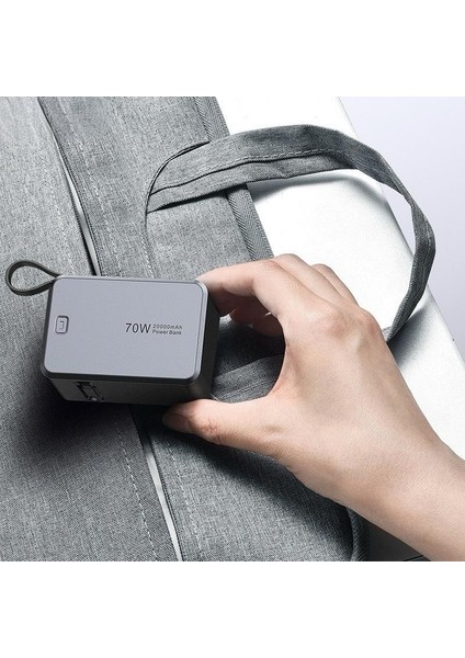 20.000MAH Hızlı Şarj Destekli Fulltech 70W Taşınabilir Dahili Type-C Kablolu Mini Güç Bankası Powerbank fırsatları