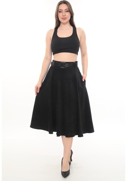 Kadın Kışlık Kloş Etek 780 Kadife Şöni Kumaş 75 cm Boyunda