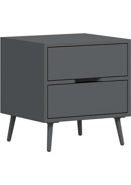 Elina Ayaklı 2 Çekmeceli Komodin - Antrasit/antrasit fırsatları