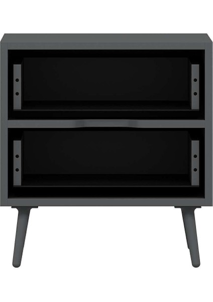 Elina Ayaklı 2 Çekmeceli Komodin - Antrasit/antrasit