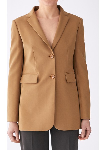 Cep Ve Düğme Detaylı Rengi Ceket Hardal K1716015_026