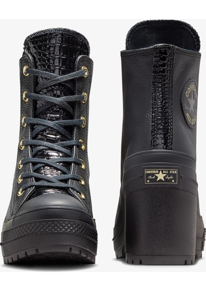 Chuck 70 De Luxe Heel Unisex Siyah Deri Platform Sneaker.001