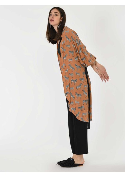Zebra Desenli Kuşaklı Kımono Standart Renk Y1916306_089 fiyatları
