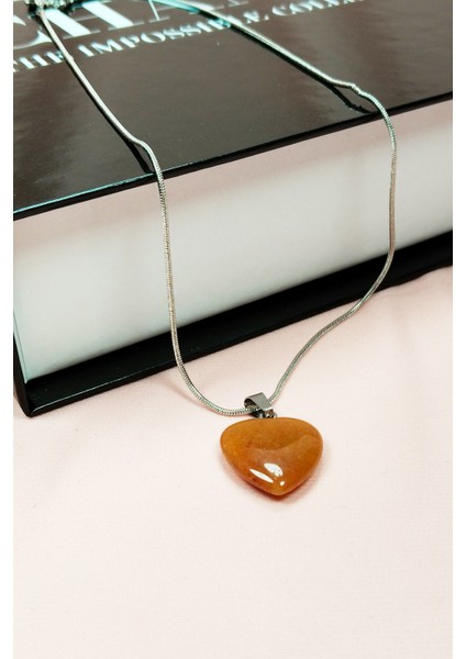 Aragonit Doğal Taşı Zincirli El Yapımı Kolye Uç: 2 cm Zincir: 20 cm Kutulu modelleri