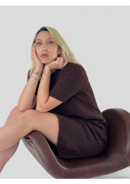 Triko Elbise Kadın Kahve