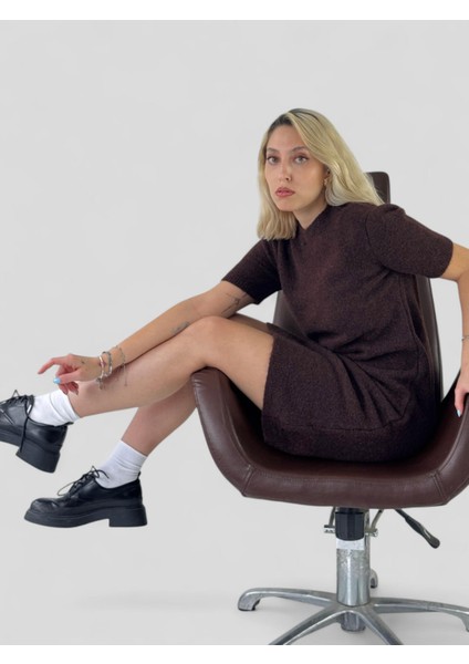 Triko Elbise Kadın Kahve