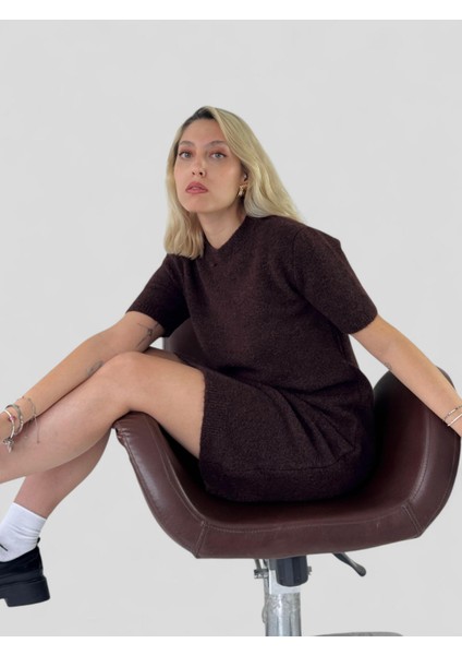 Triko Elbise Kadın Kahve