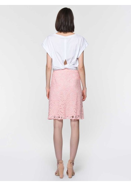 Dantel İşlemeli Etek Toz Pembe Y1915082_278 modelleri