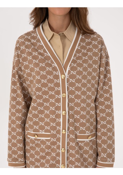 Kadın Bej Comfort Fit Örme Hırka 50309128-VR011