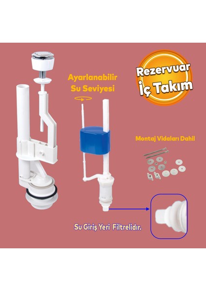 Rezervuar Iç Takımı Basmalı Alafranga Oturmalı Tuvalet Klozet Sifon Iç Düzenek Otomatik Su Dolum fiyatları