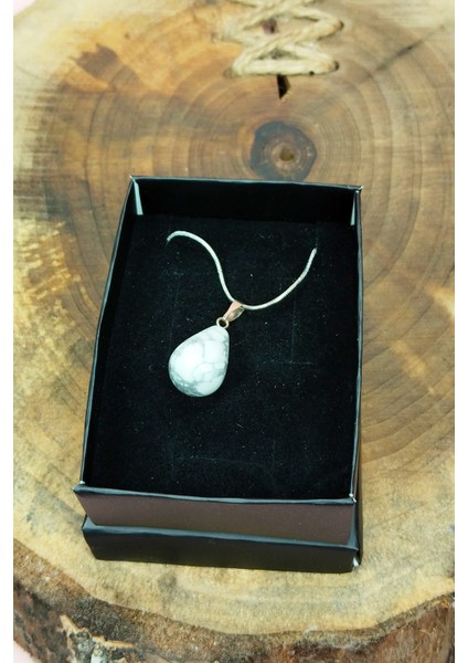 Havlit Doğal Taşı Zincirli El Yapımı Kolye Uç: 2 cm Zincir: 20 cm Kutulu indirimleri