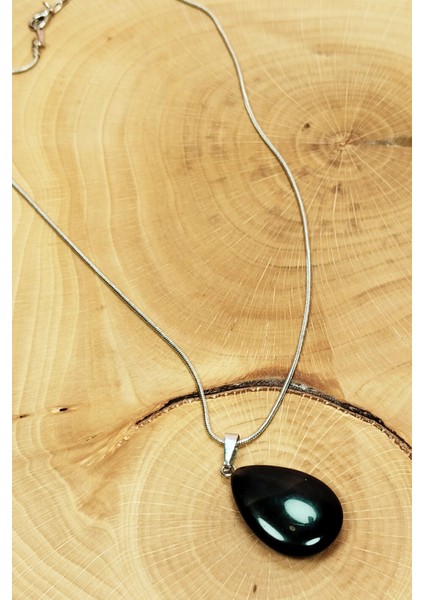 Onix Kuvars Doğal Taşı Zincirli El Yapımı Kolye Uç: 2 cm Zincir: 20 cm Kutulu indirimleri