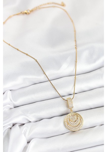 Zirkon Taşlı Çember Model Gold Renk Kolye fiyatları