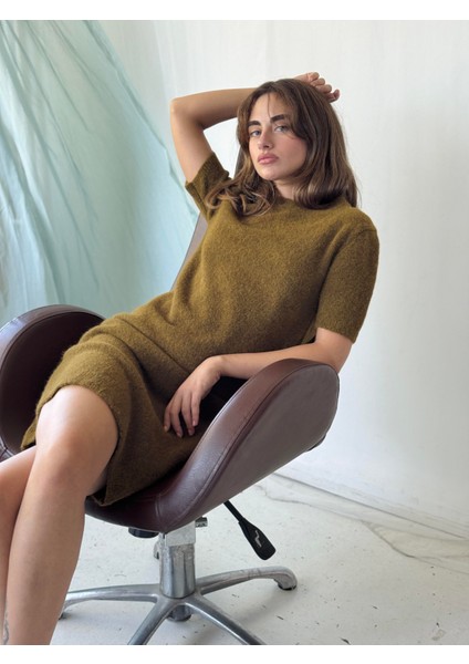 Triko Elbise Kadın Tütün Rengi