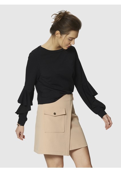 Cep Detaylı Mini Etek Bej Y1815057_024