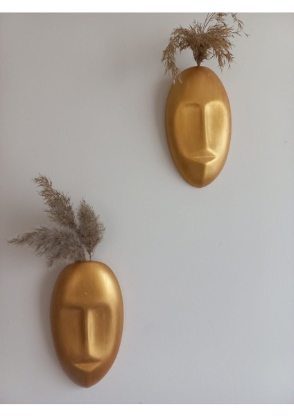 Dekoratif Mask Duvar Vazosu, Duvar Dekoru ,heykel Duvar Süsü,gold