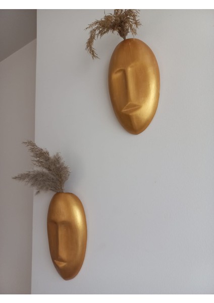 Dekoratif Mask Duvar Vazosu, Duvar Dekoru ,heykel Duvar Süsü,gold fırsatları