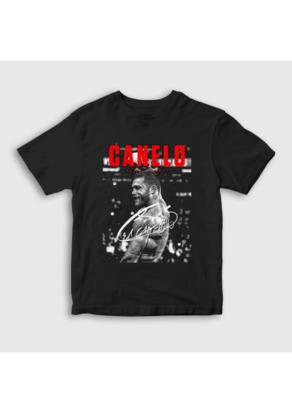 Unisex Çocuk Siyah Boks Boxing Canelo Alvarez T-Shirt