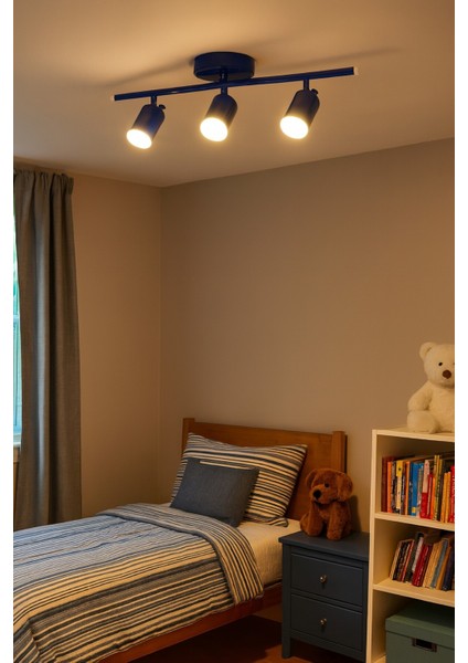 Spoti 3'lü Mavi Renk (Gün Işığı) Modern Tasarım Salon - Mutfak - Banyo Spot Ledli Sıralı Avize modelleri