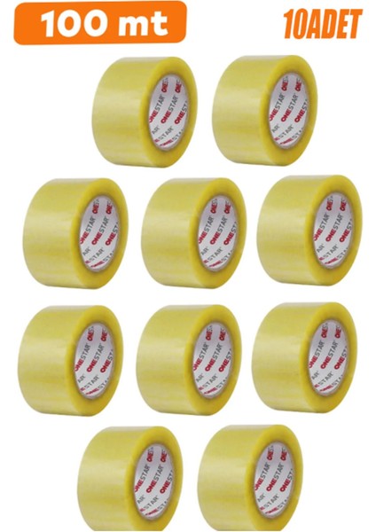 Koli Bandı 45 mm x 100 mt Şeffaf Güçlü Yapışkanlı Kopmayan Bant Bandı (10 Adet)