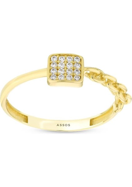 Taşlı Tasarım Altın Yüzük - 14K