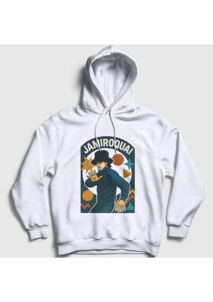 Unisex Beyaz Virtual Insanity Jamiroquai Kapüşonlu Sweatshirt