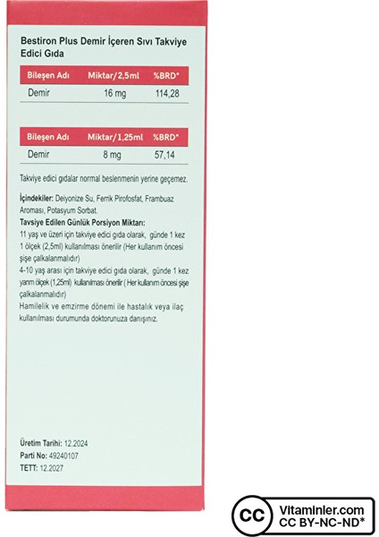 Bestiron Plus Demir Şurup 100 ml modelleri