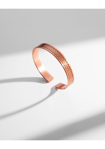 Duvar Desenli ve Dua Işlemeli Bakır Bilezik (Zeolit Taşı)