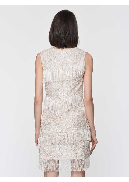 Püskül Detaylı Mini Elbise Krem Y1911502_047 fırsatları