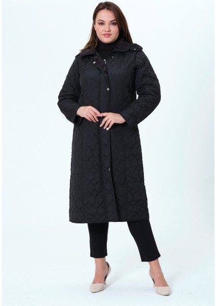 Mihrinaz Kadın Büyük Beden Içi Tüylü Kapitone Mont