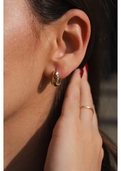 Çapraz Desenli Damla Minimal Çelik Küpe modelleri