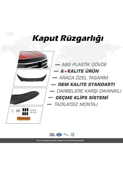 Isuzu D-Max 2012-2017 Araca Özel Kaput Rüzgarlığı A+ Pianoblack 4mm fırsatları