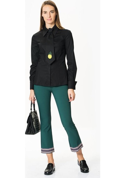 Ananas Figürlü Kadın Gömlek Siyah K1813175_001