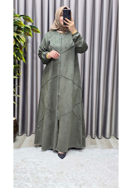 Kadın Giyim Büyük Beden Tam Boy Baklava Desenli Uzun Süet Pardesü modelleri