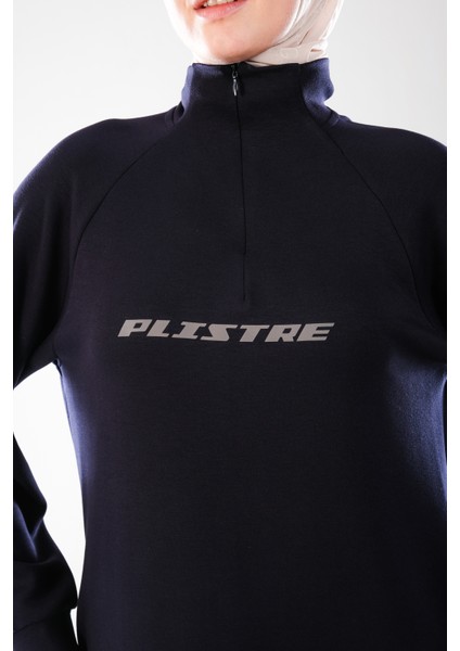 2290_KADIN Tesettür Spor Tunik Elbise - Reflektör Baskılı, Dik Yakalı Fermuarlı, Cepli, Yumuşak Doku indirimleri