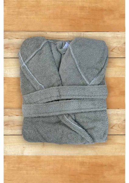 %100 Pamuk Kapüşonlu Lüks Bornoz Xl